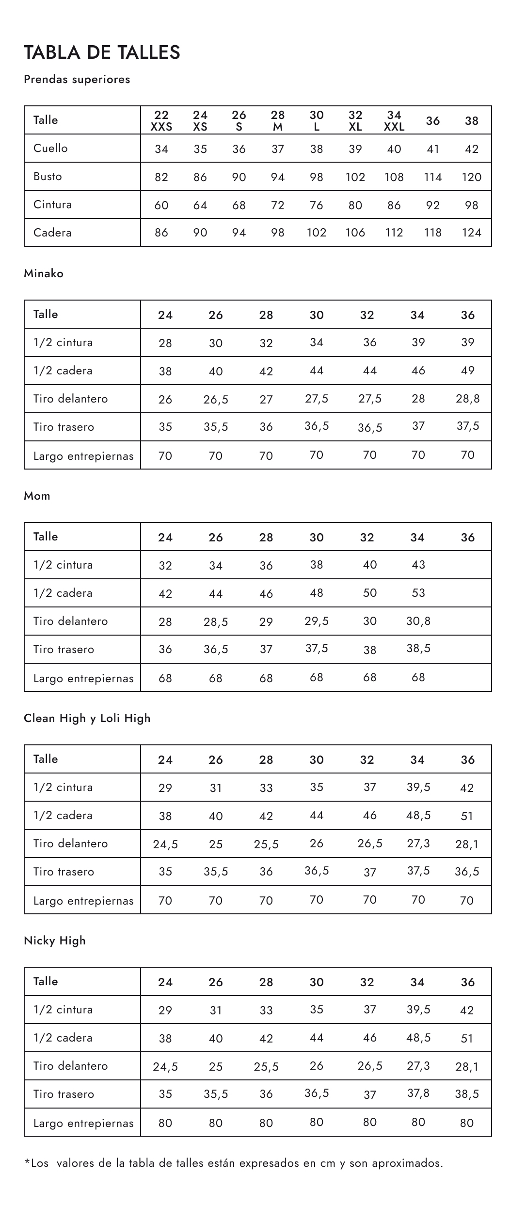size chart