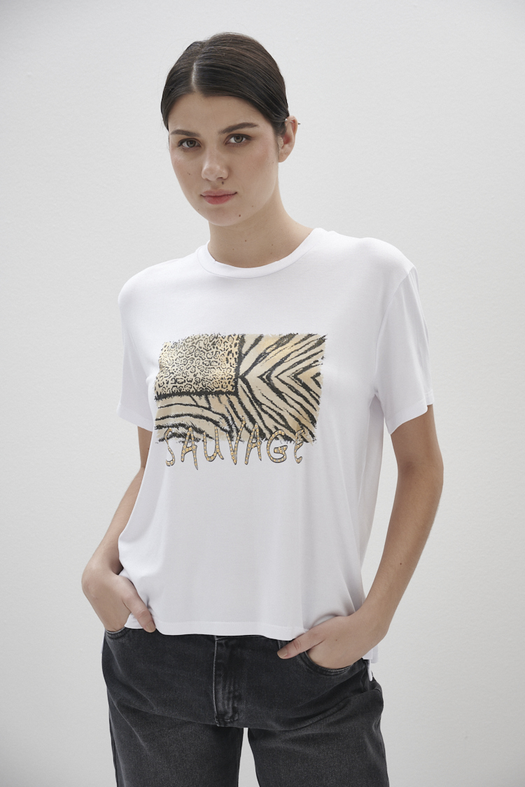 Remera estampado animal print