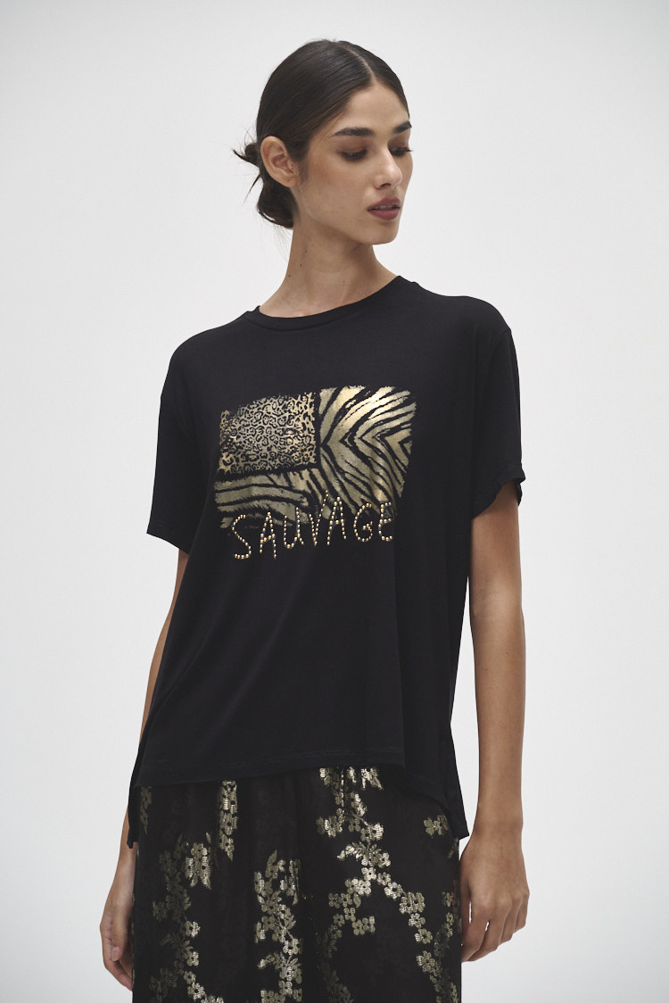 Remera estampado animal print