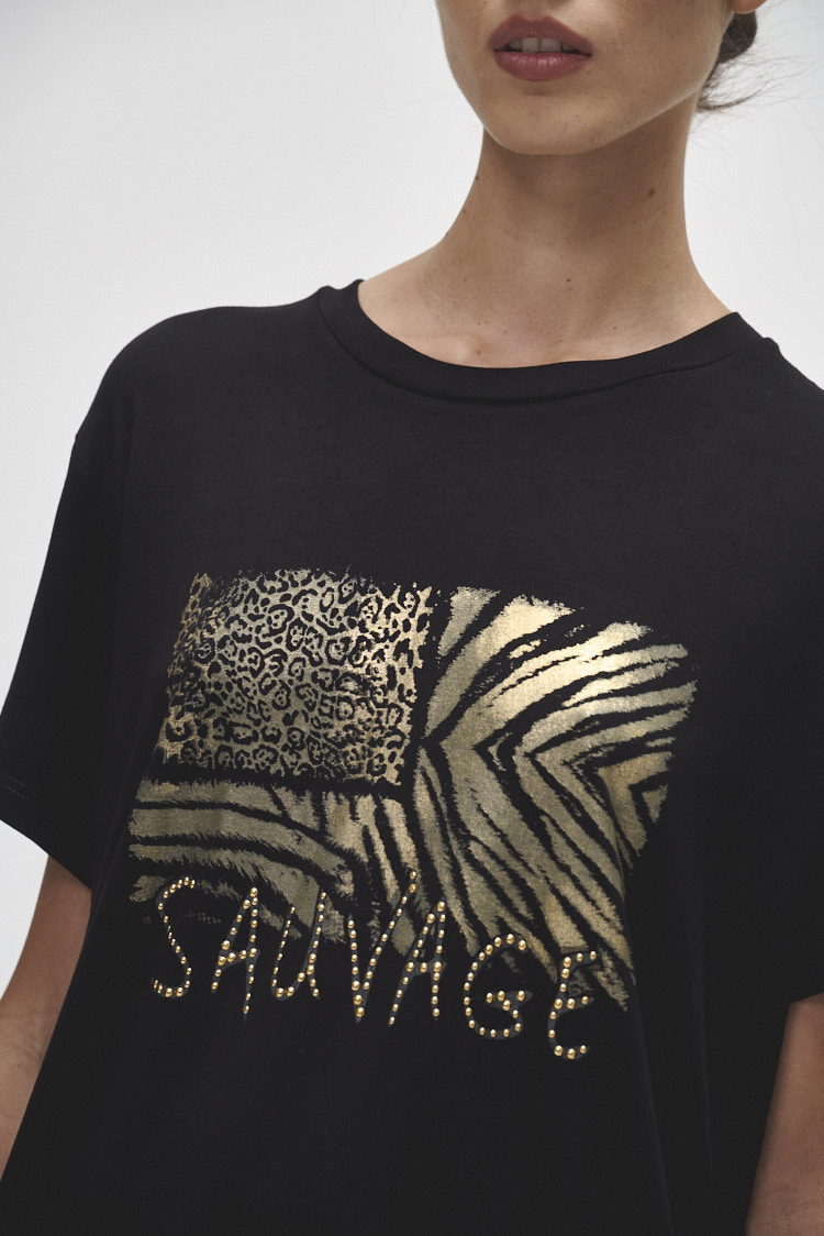 Remera estampado animal print