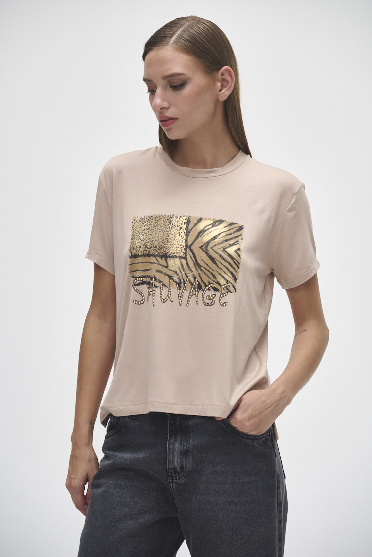 Remera estampado animal print