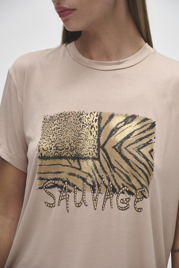 Remera estampado animal print