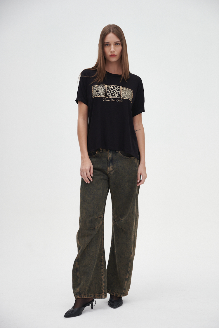REMERA PRINT CON BRILLOS