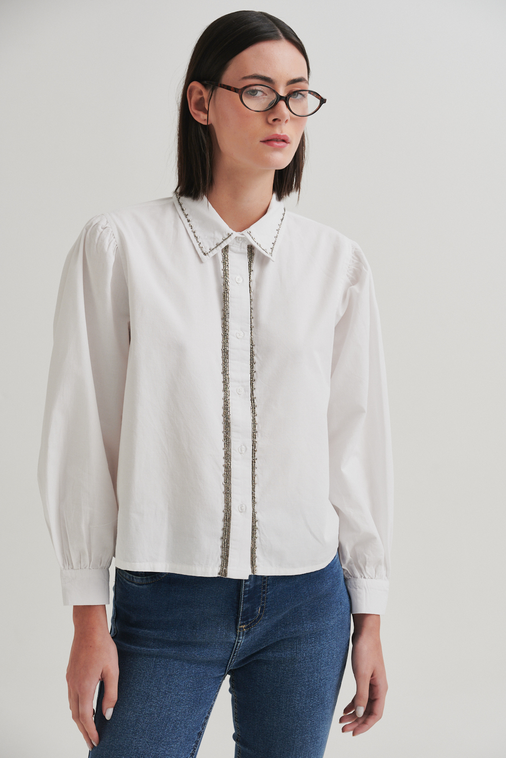 camisa algodón con strass