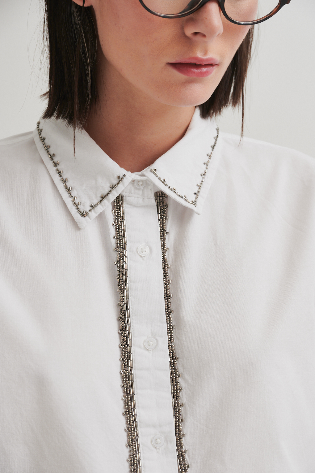 camisa algodón con strass