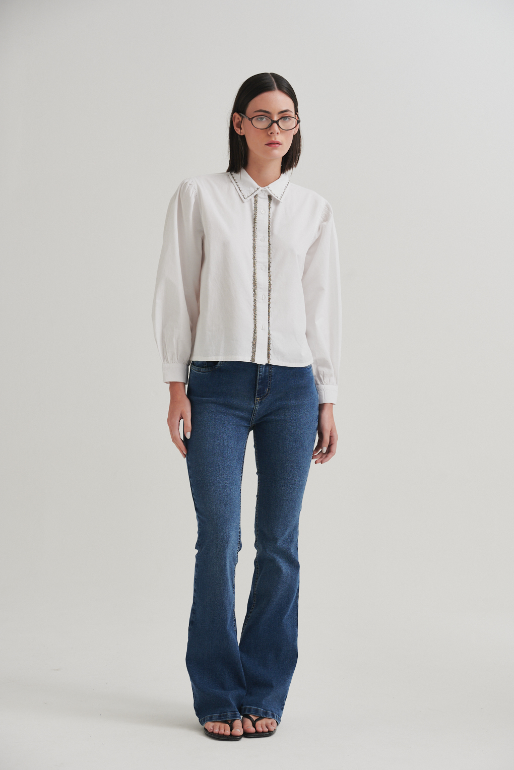 camisa algodón con strass