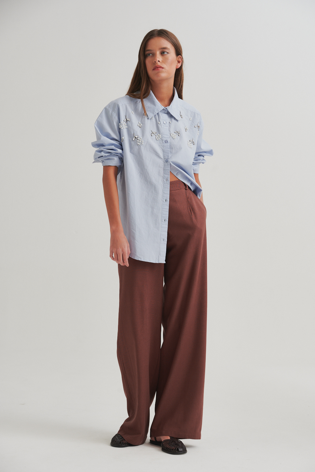 camisa algodón bordada