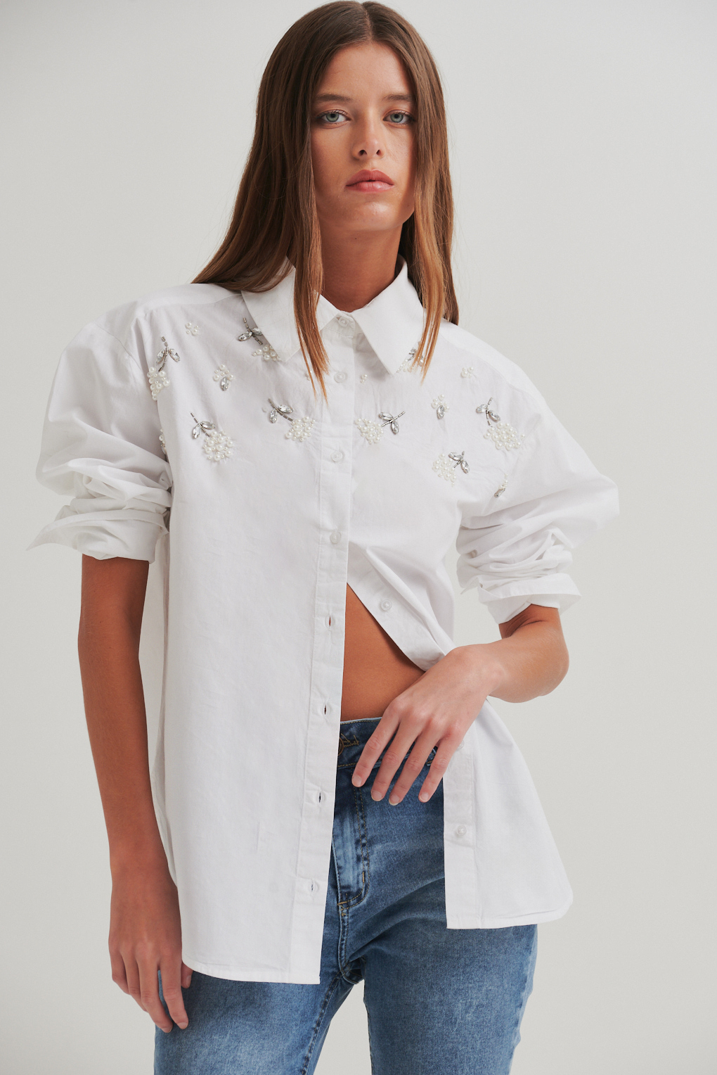 camisa algodón bordada
