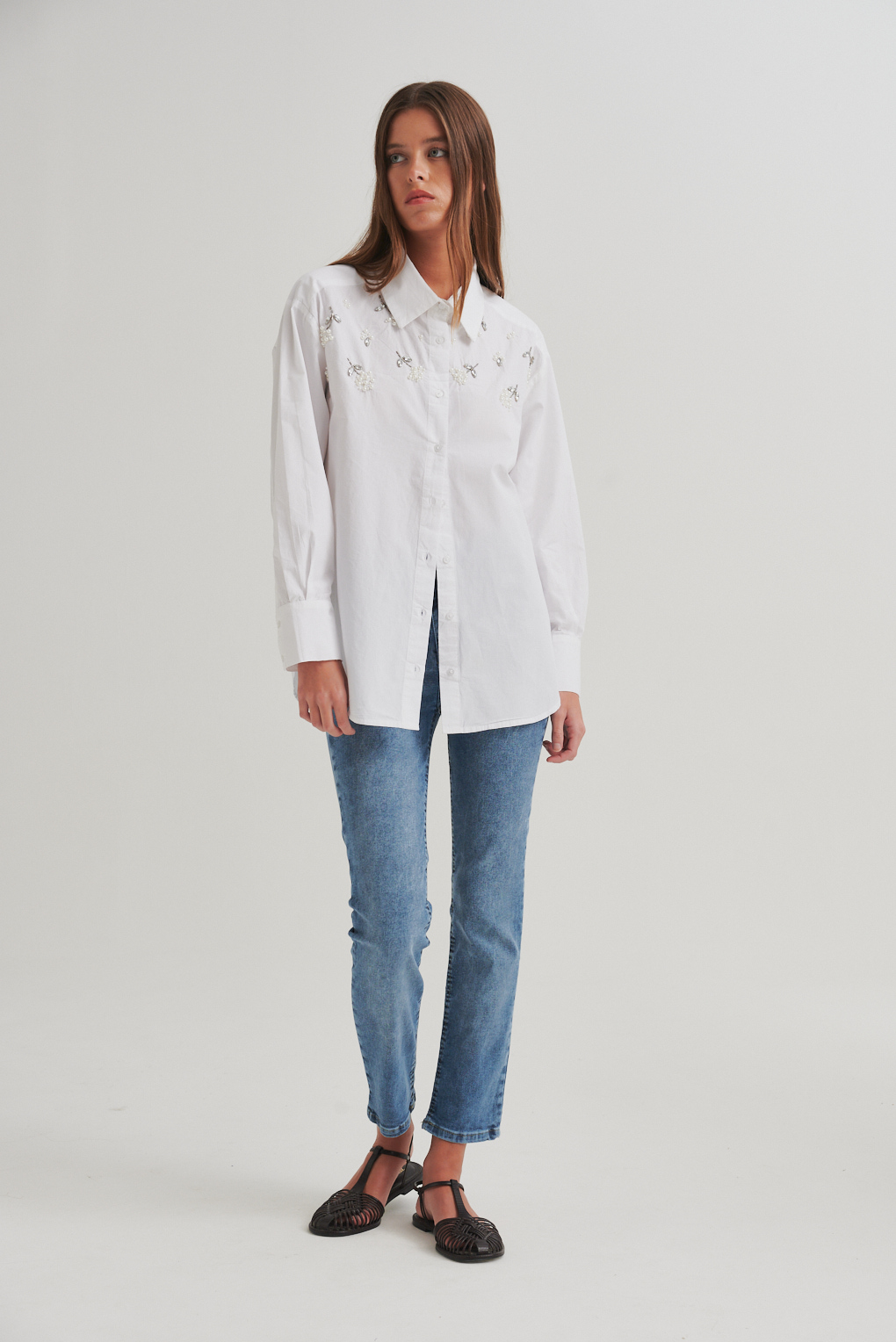 camisa algodón bordada