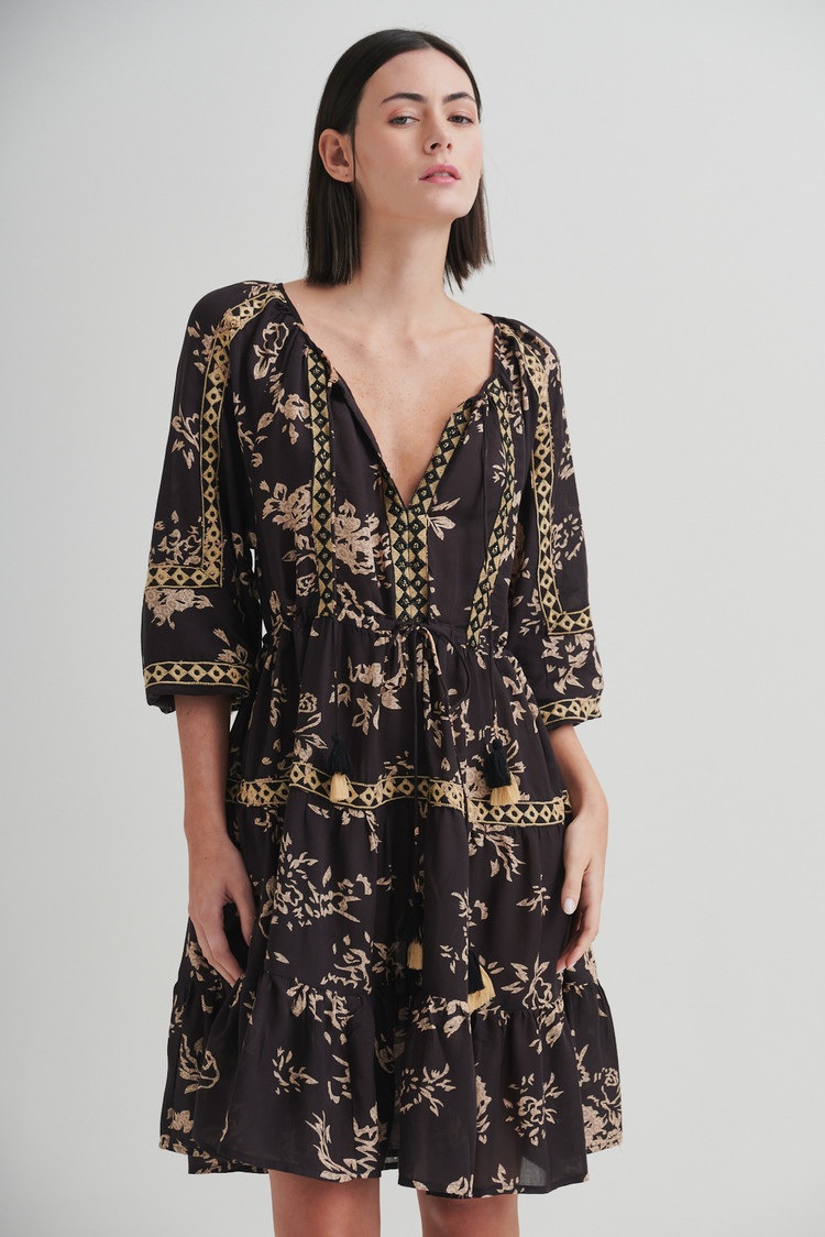 vestido corto estampado boho