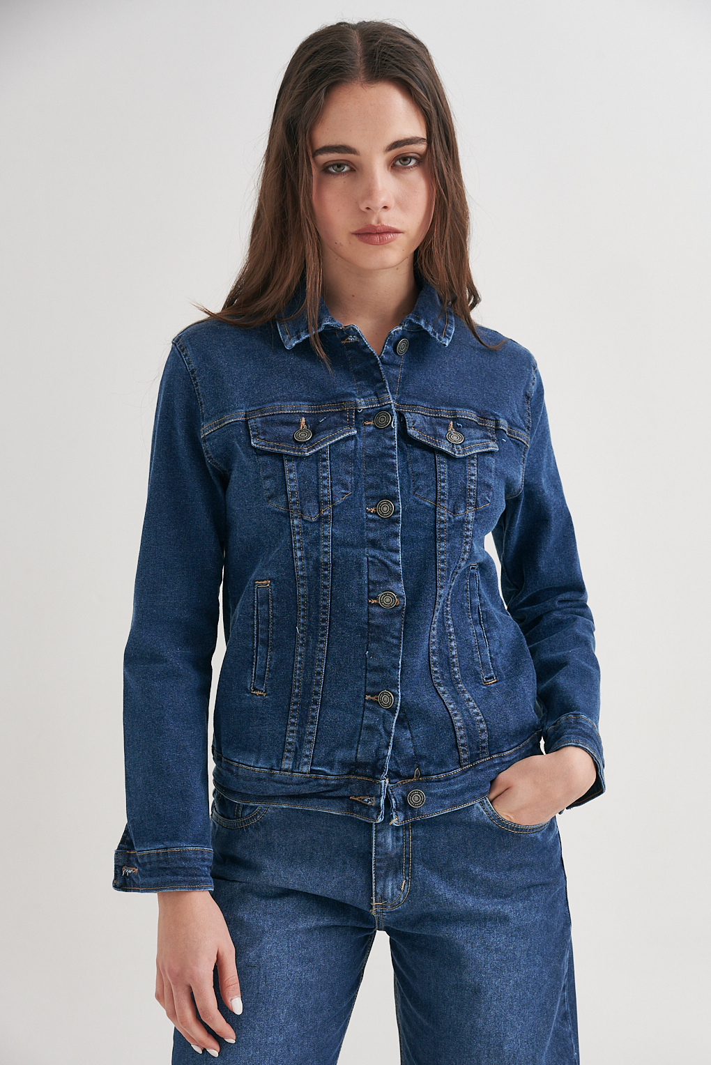 campera denim azul