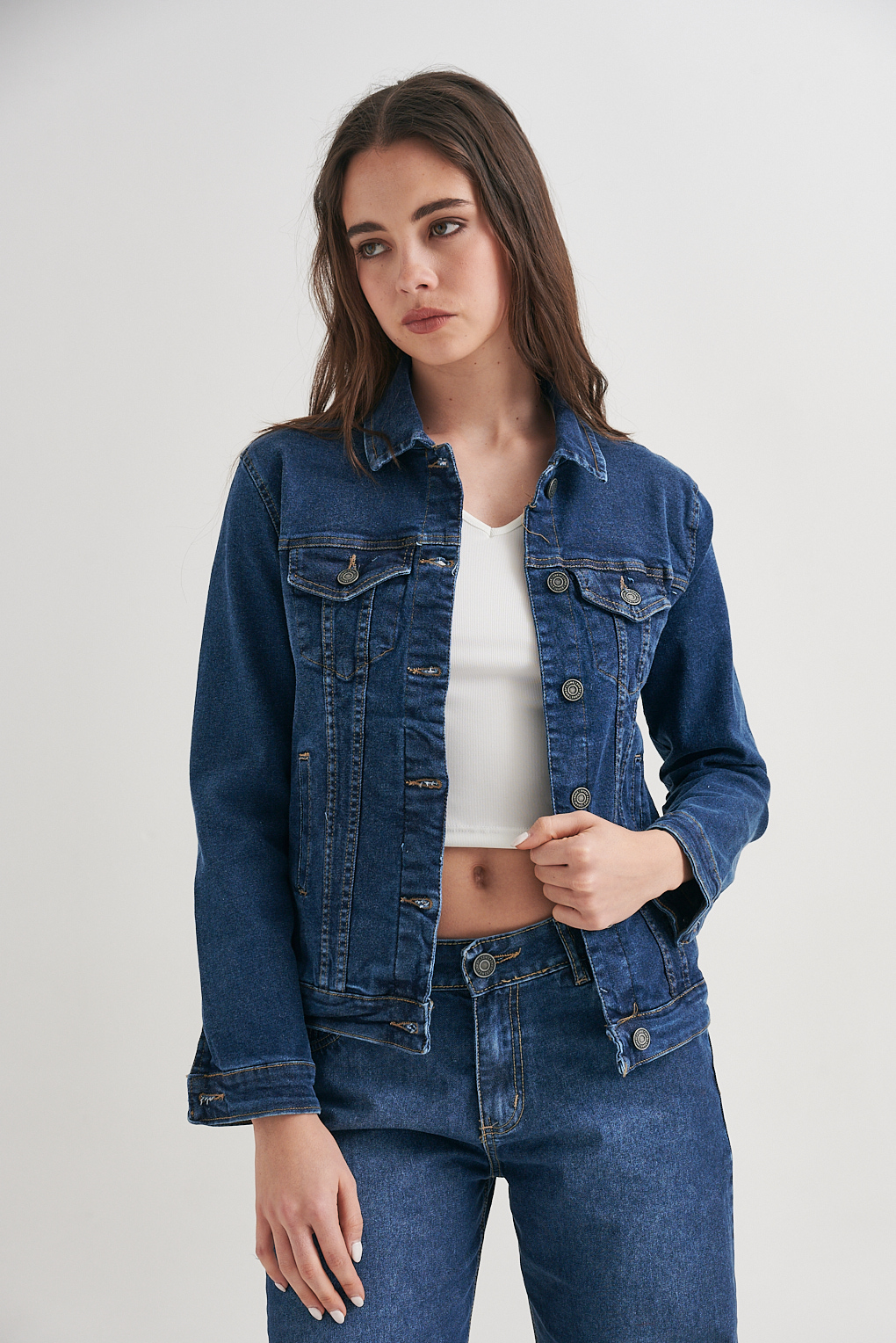campera denim azul