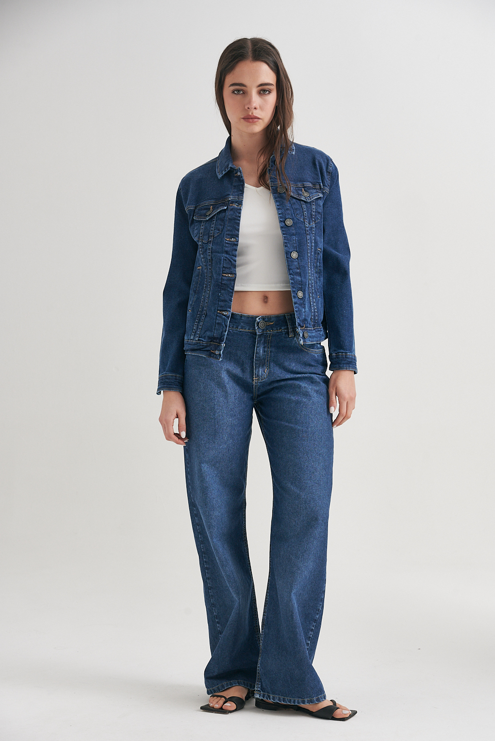 campera denim azul