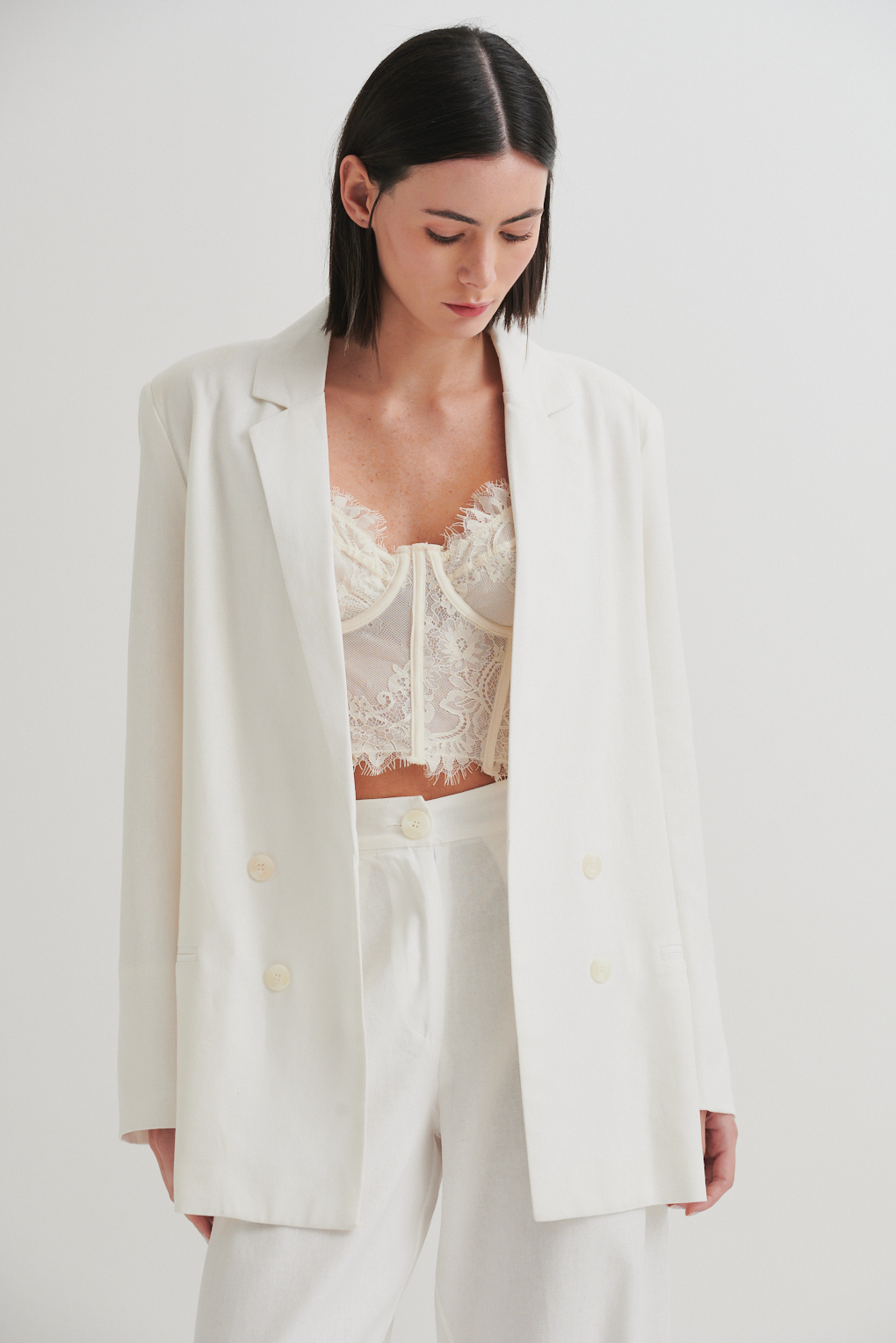 blazer de lino forrado