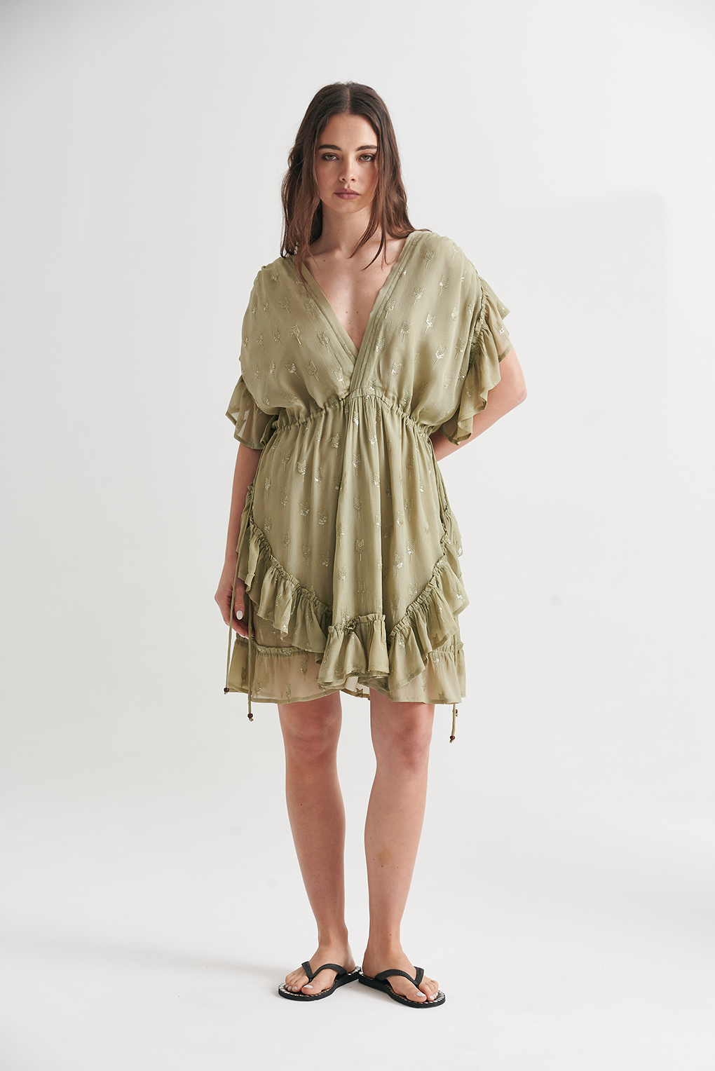 Vestido escote volados