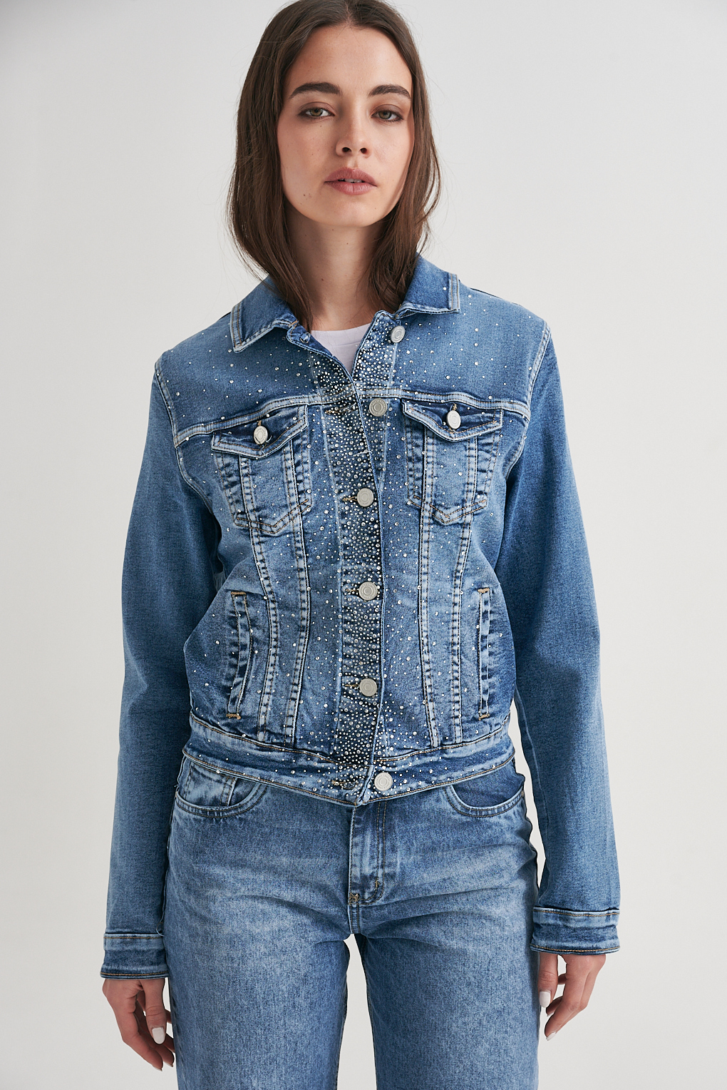 campera de jean con brillos