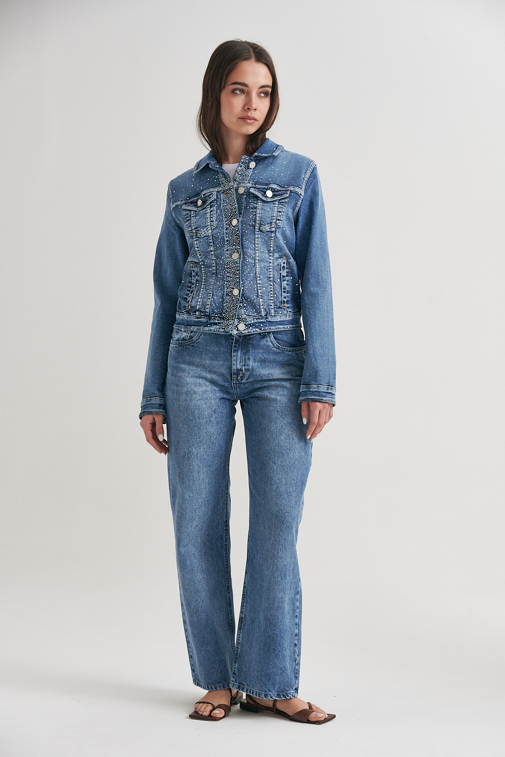 campera de jean con brillos