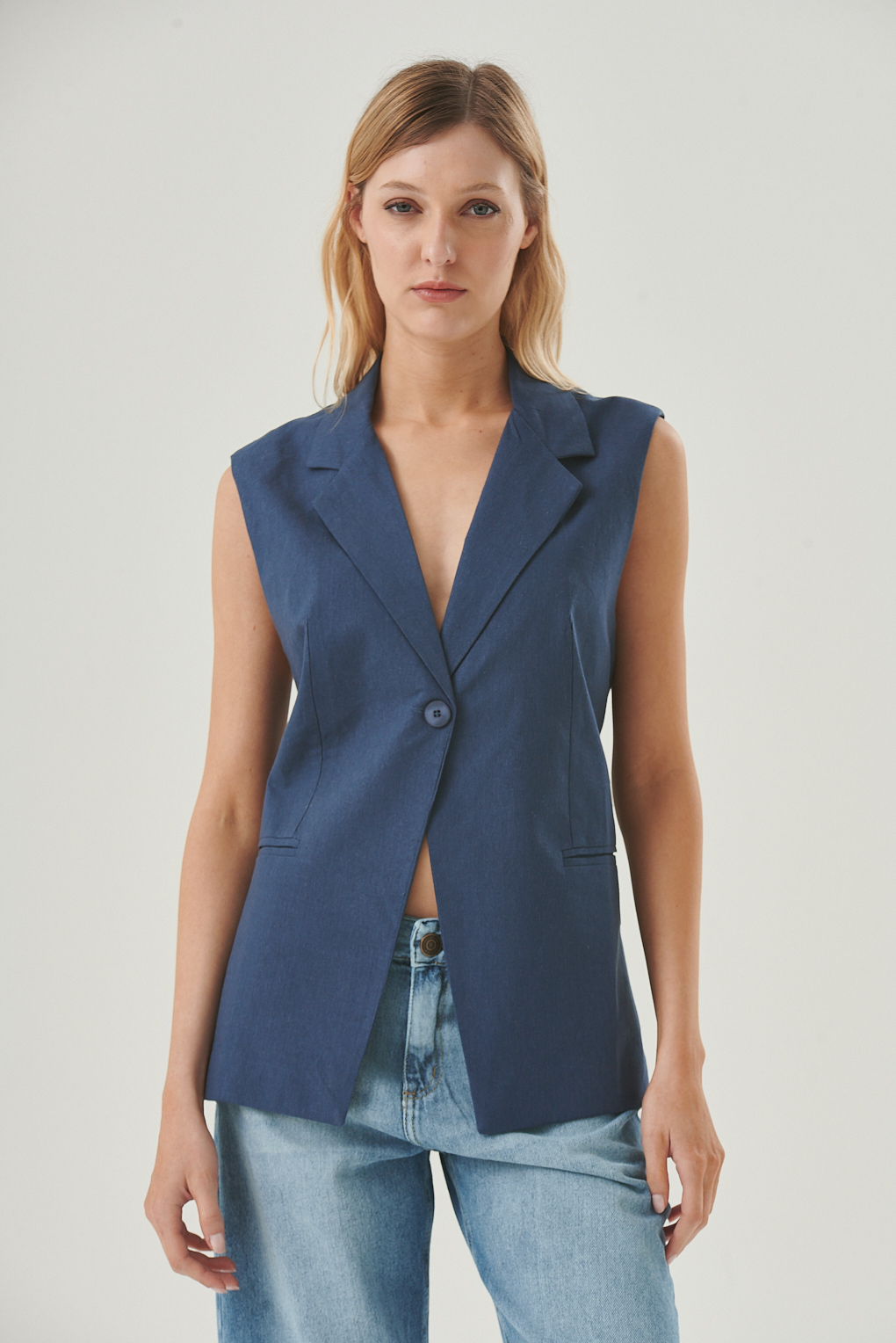 chaleco largo de lino