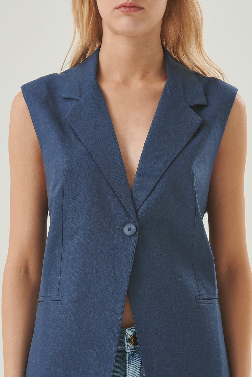 chaleco largo de lino