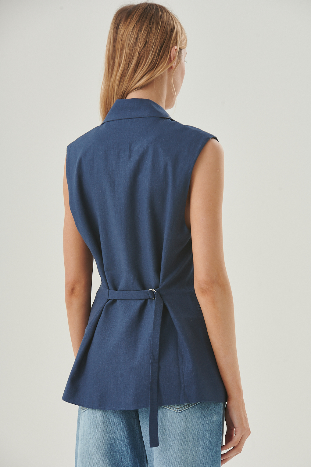 chaleco largo de lino