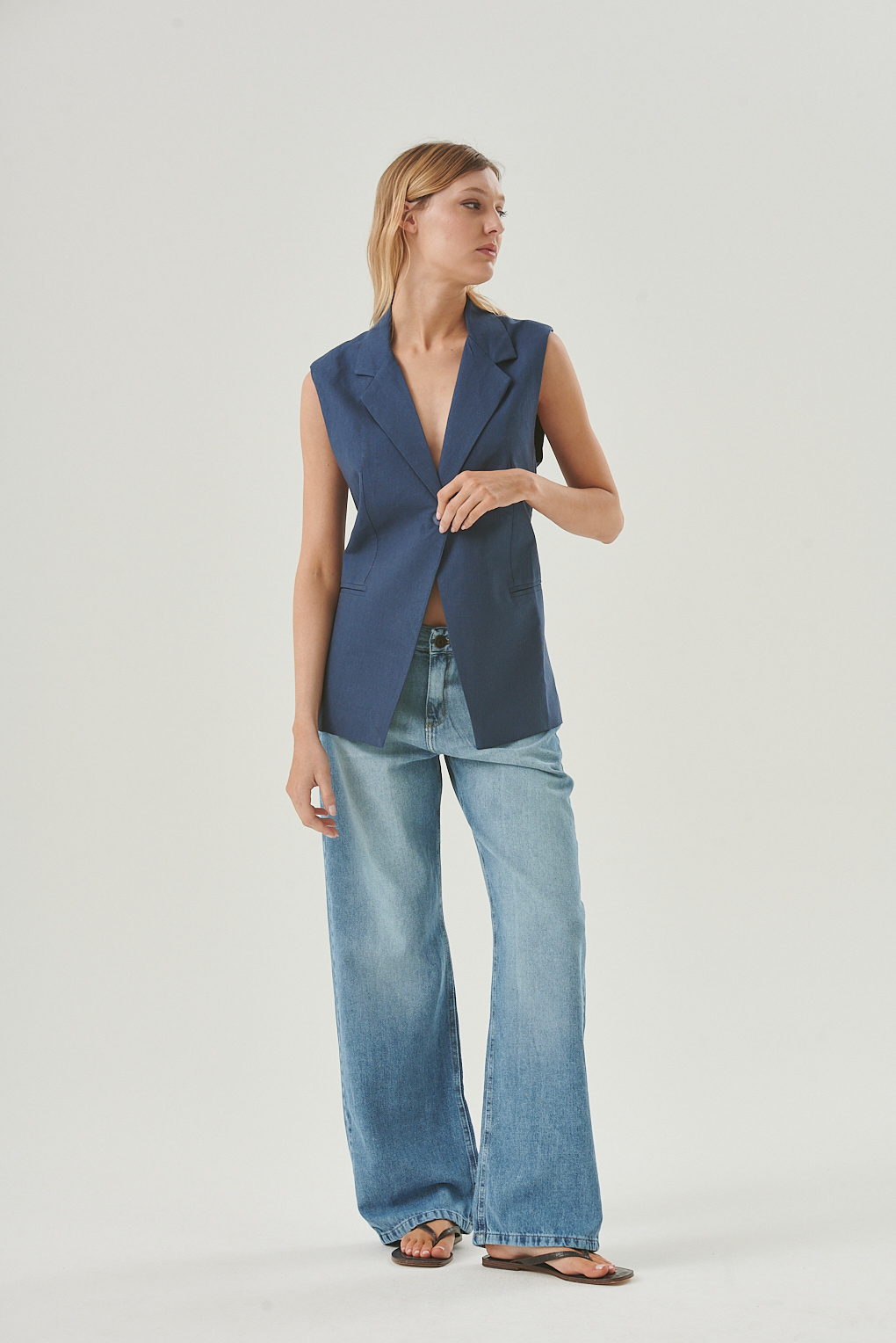 chaleco largo de lino