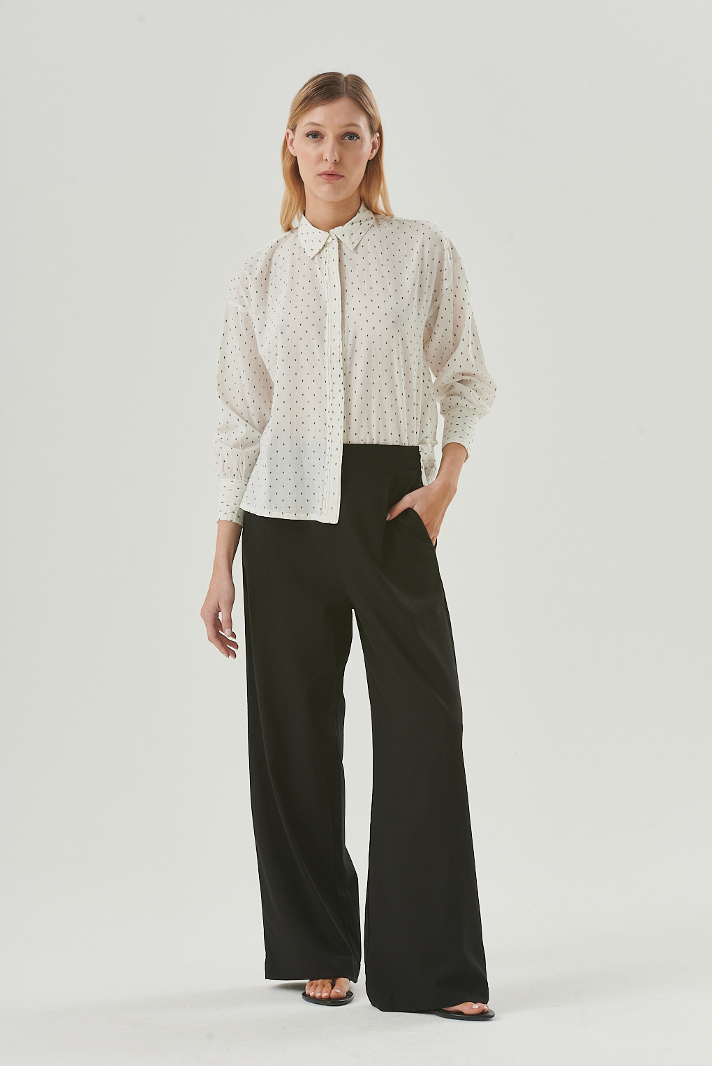 camisa algodón efecto lunares