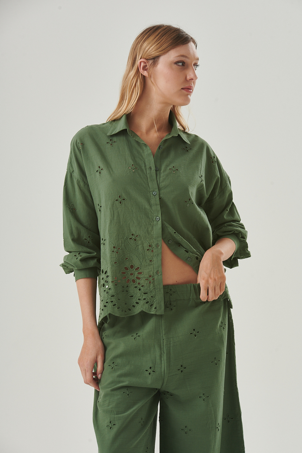 camisa algodon broderie