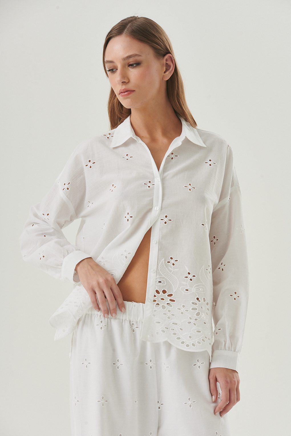 camisa algodon broderie