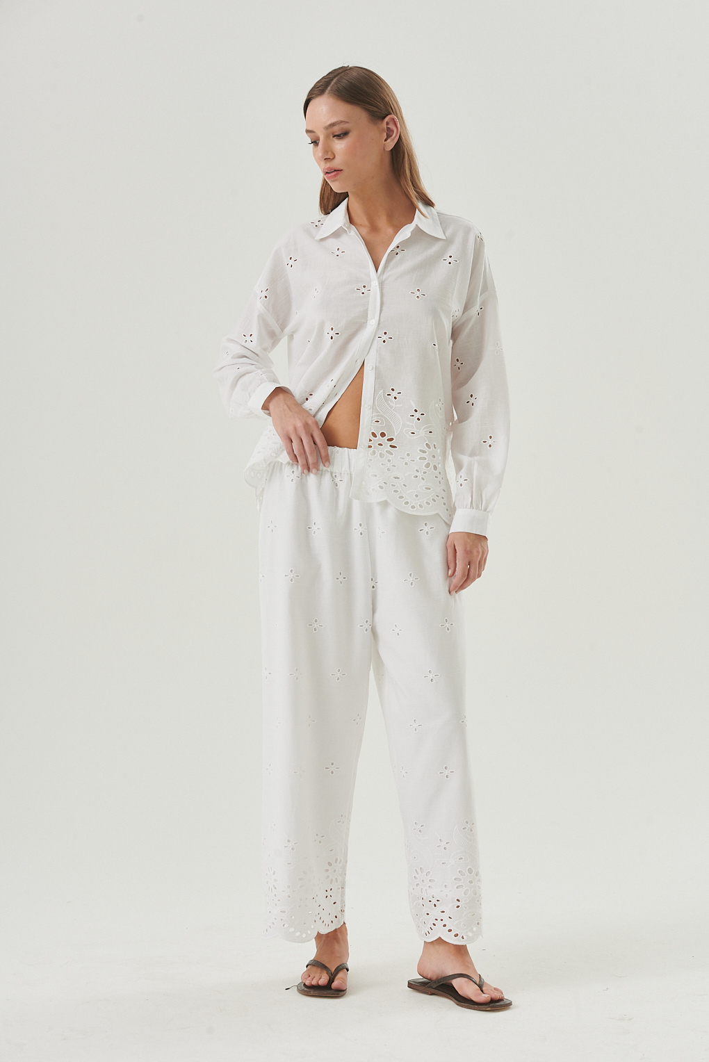camisa algodon broderie