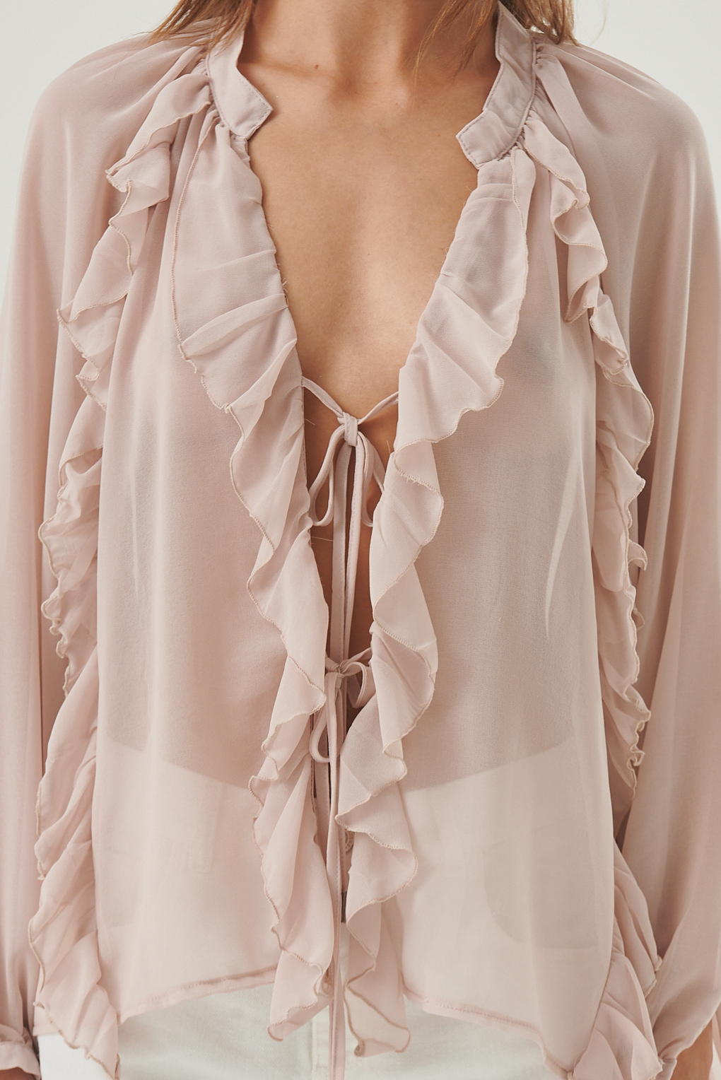 blusa gasa volados
