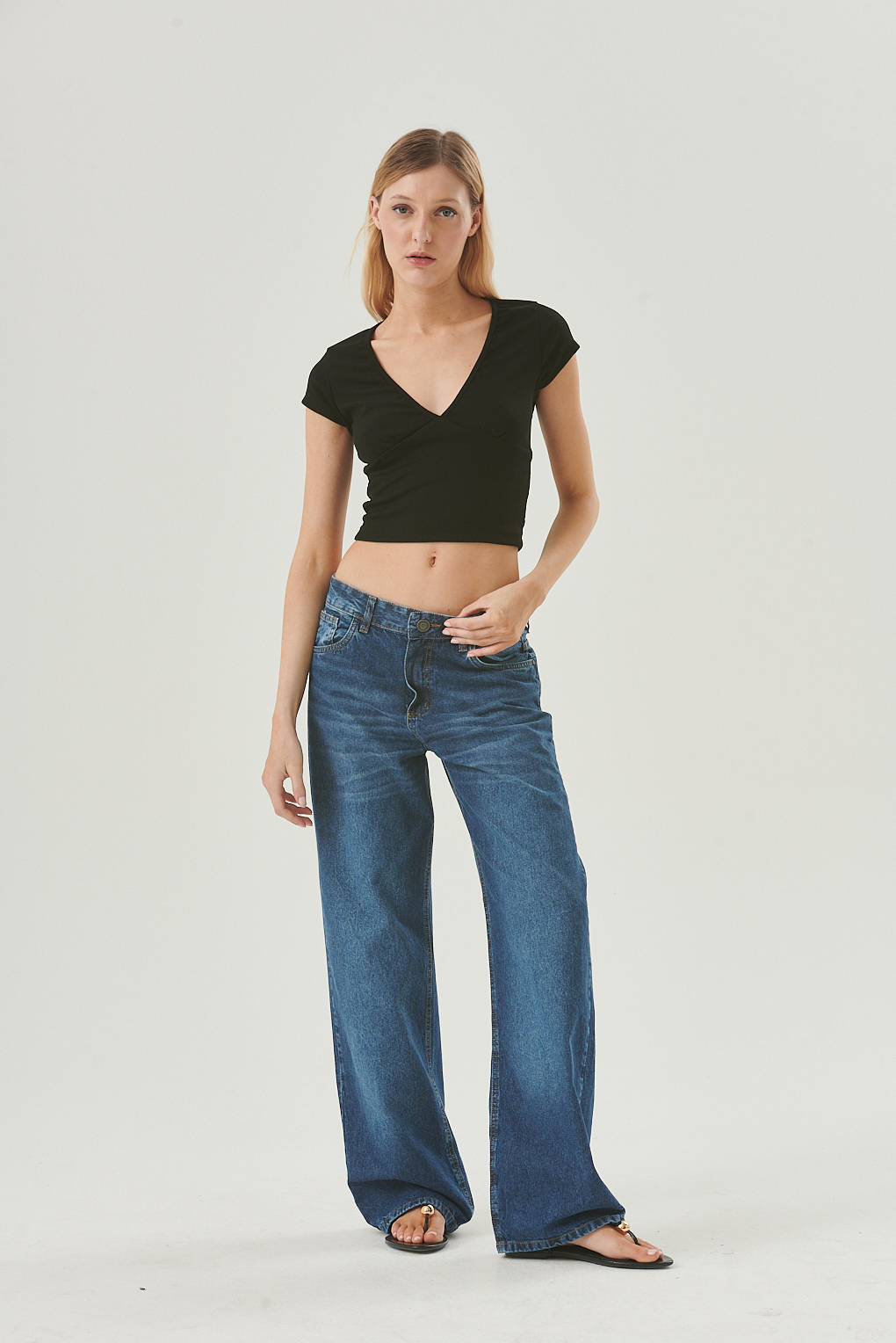 wide leg azul tiro medio