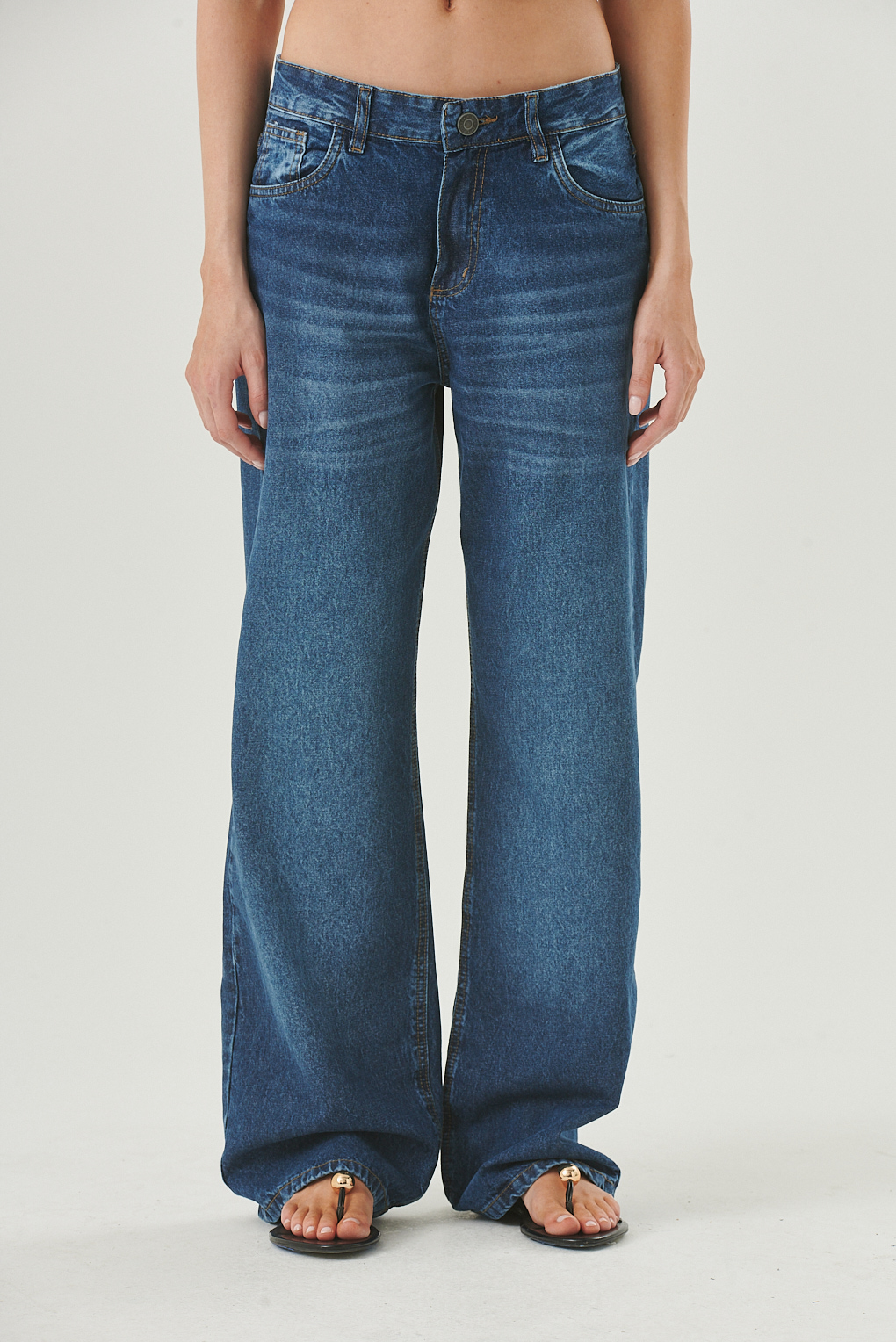 wide leg azul tiro medio