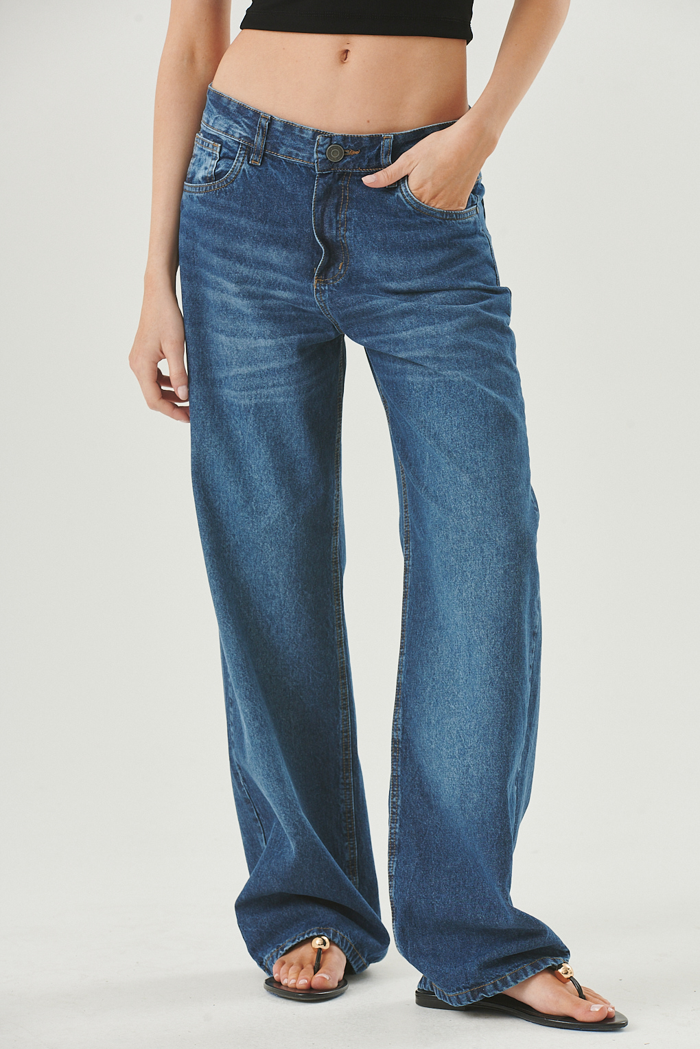 wide leg azul tiro medio