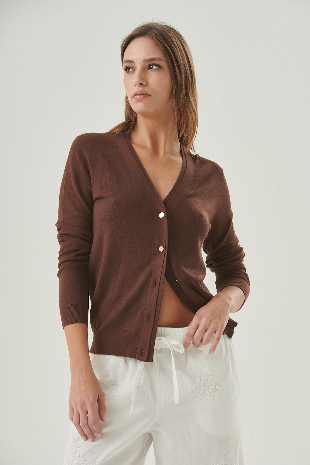 cardigan tejido liso