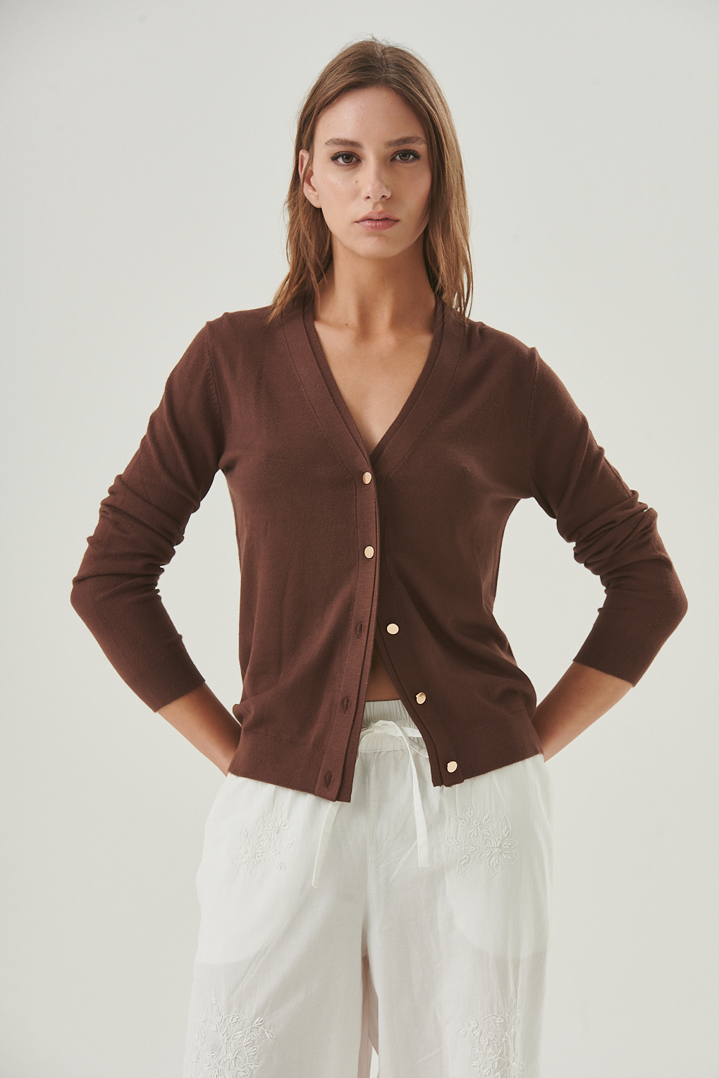 cardigan tejido liso