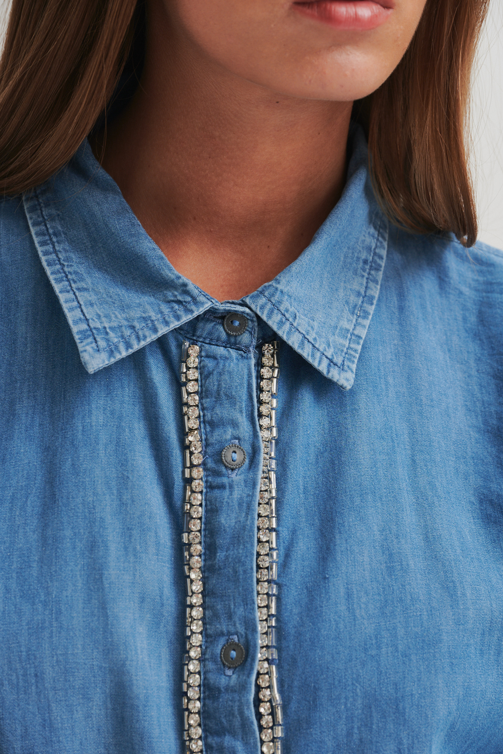 camisa strass denim
