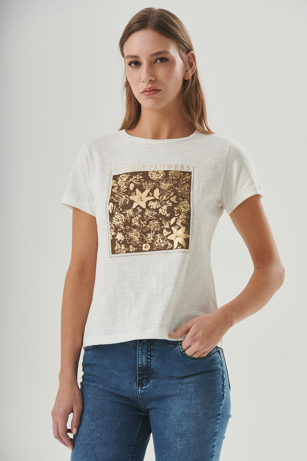 remera algodón estampado floral