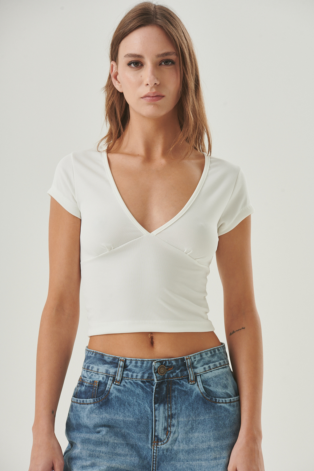 top ribb escote en V