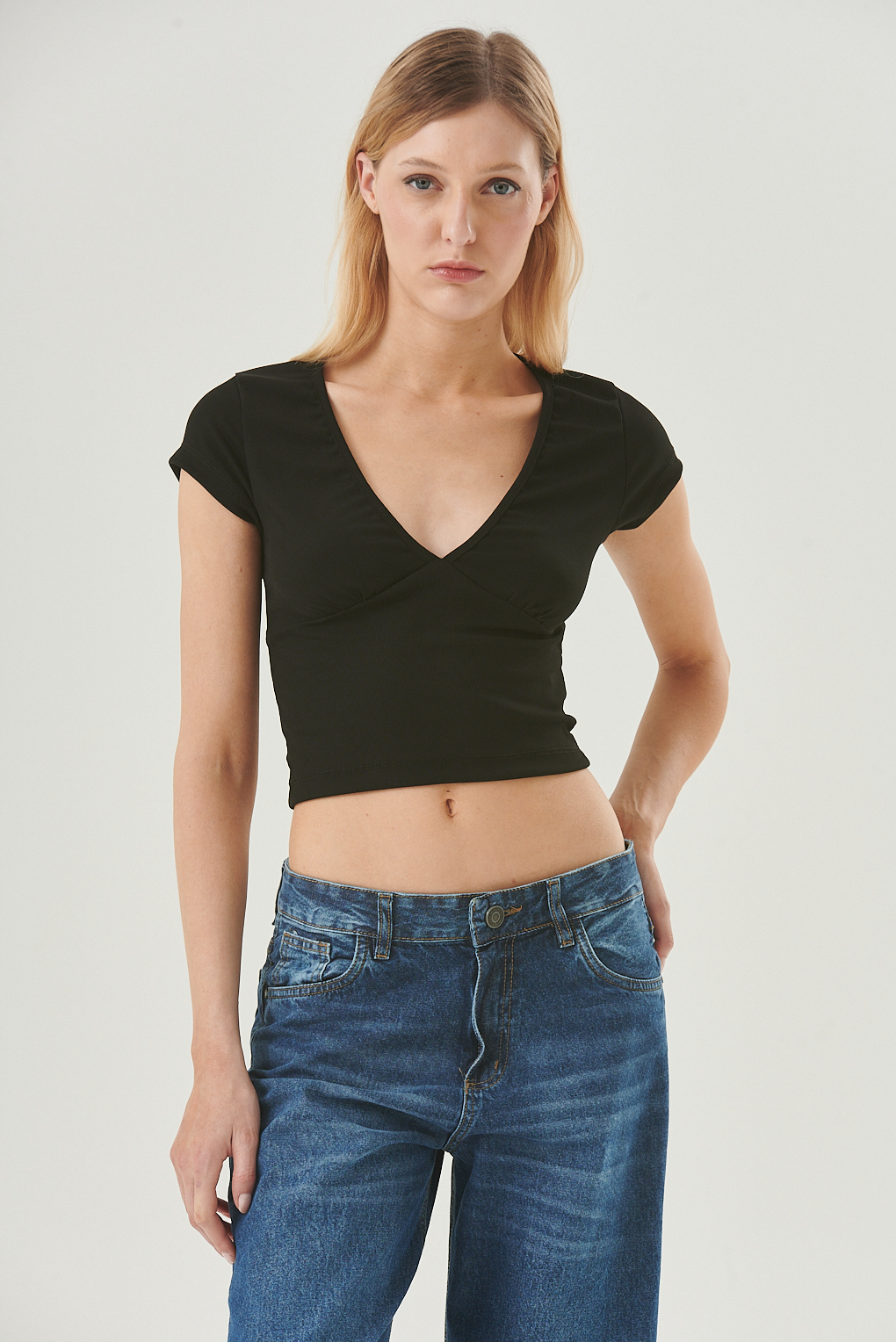 top ribb escote en V