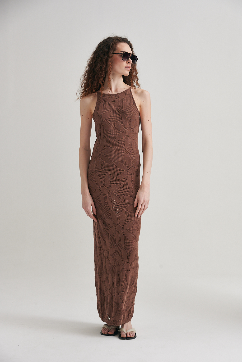 vestido largo calado de hilo