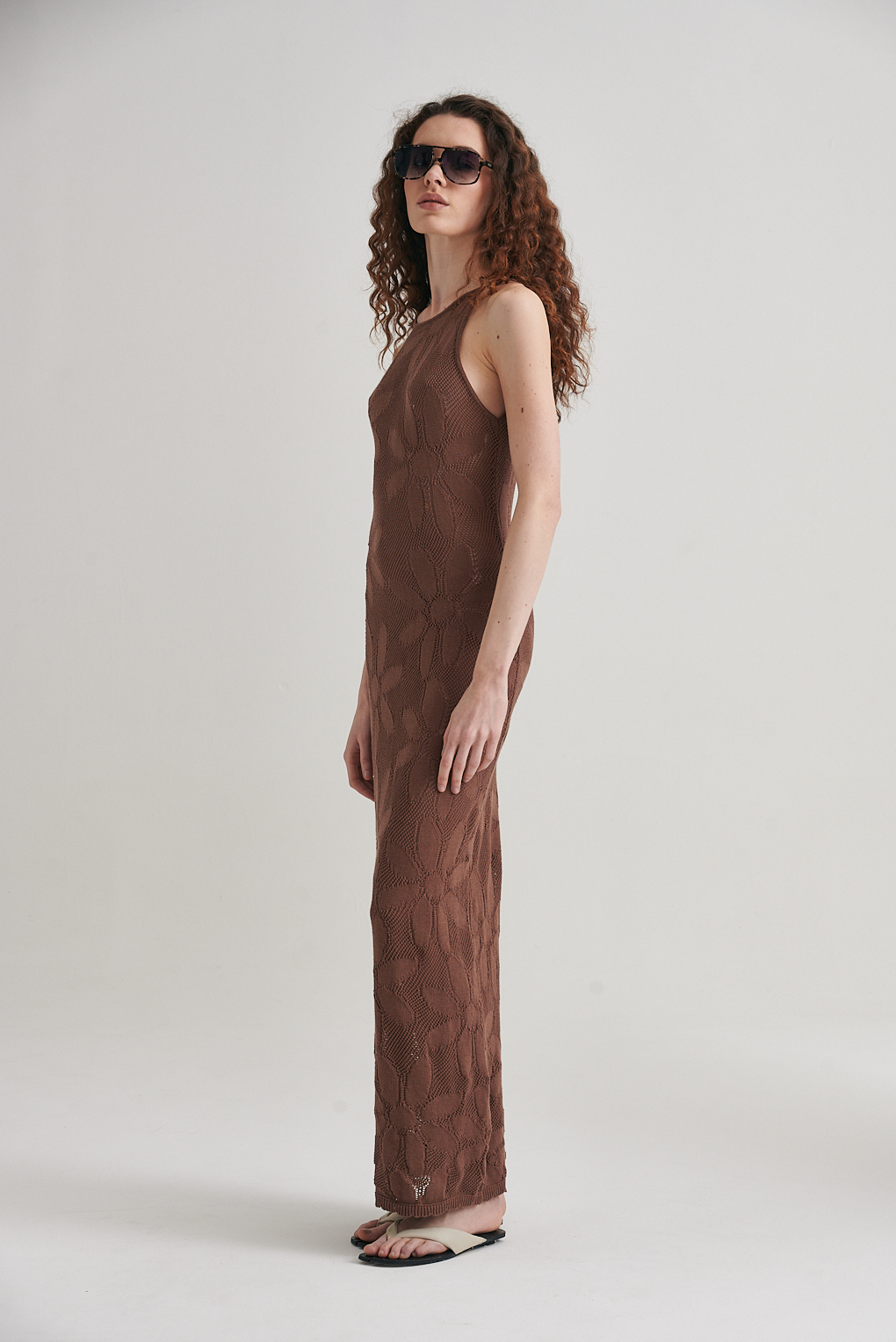 vestido largo calado de hilo