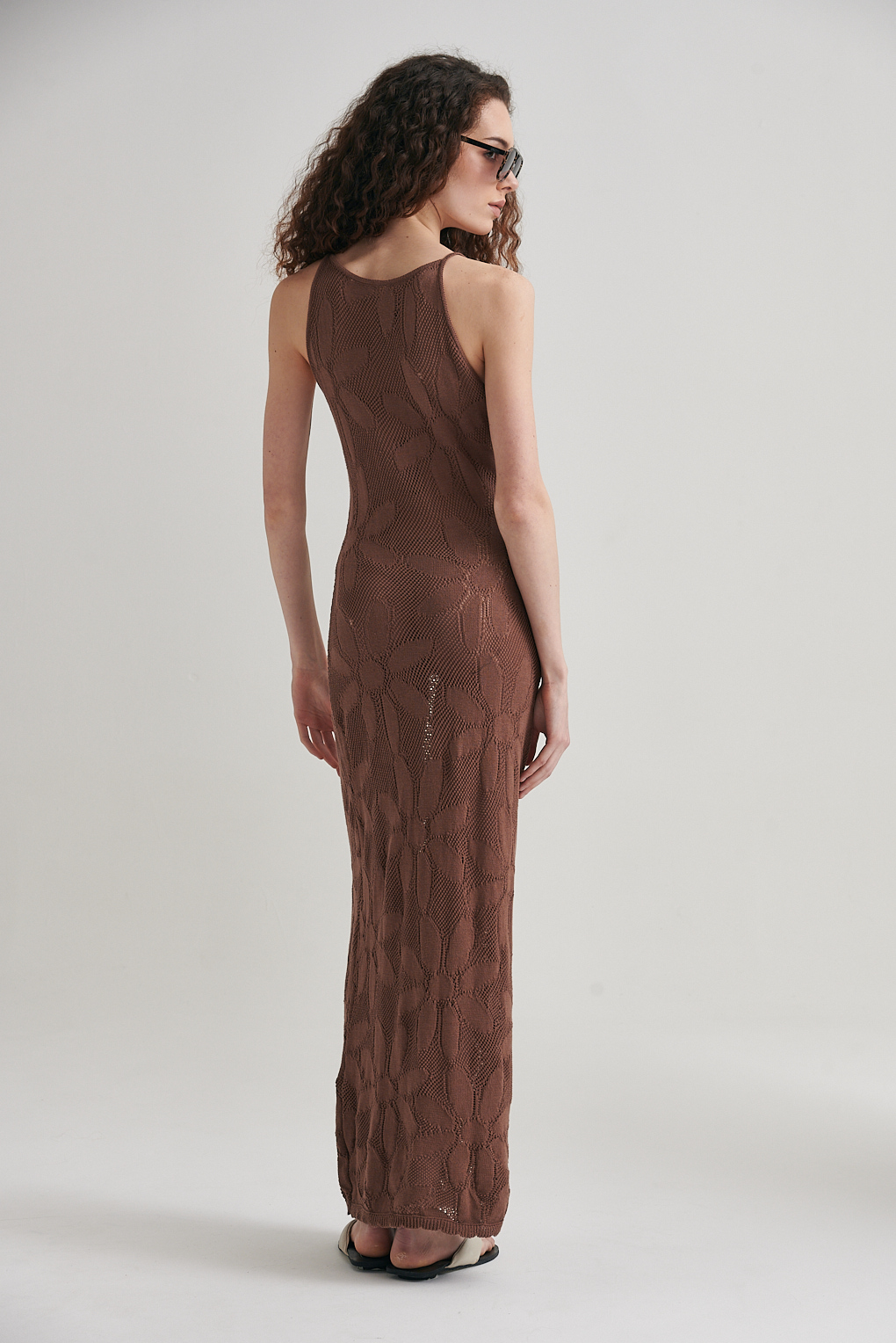 vestido largo calado de hilo