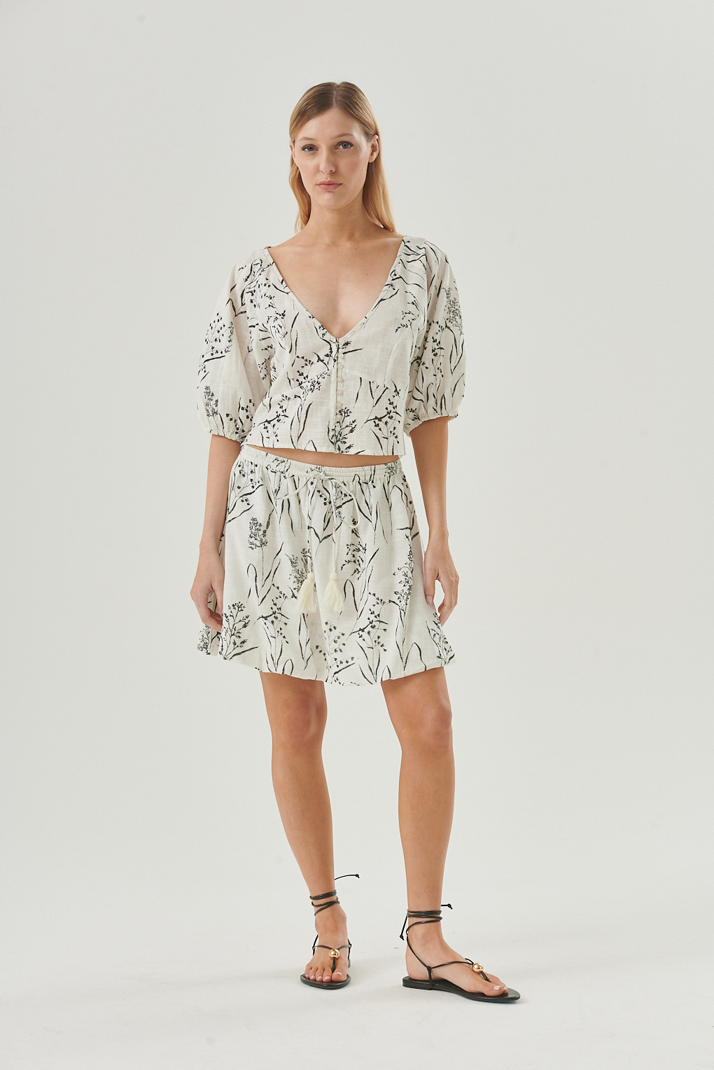 pollera algodón floreada