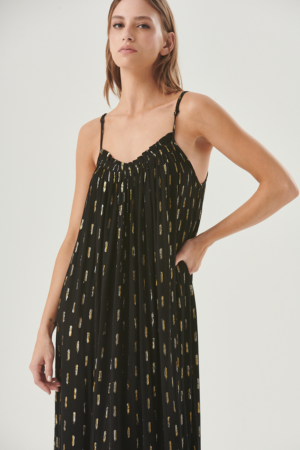 vestido largo con lurex