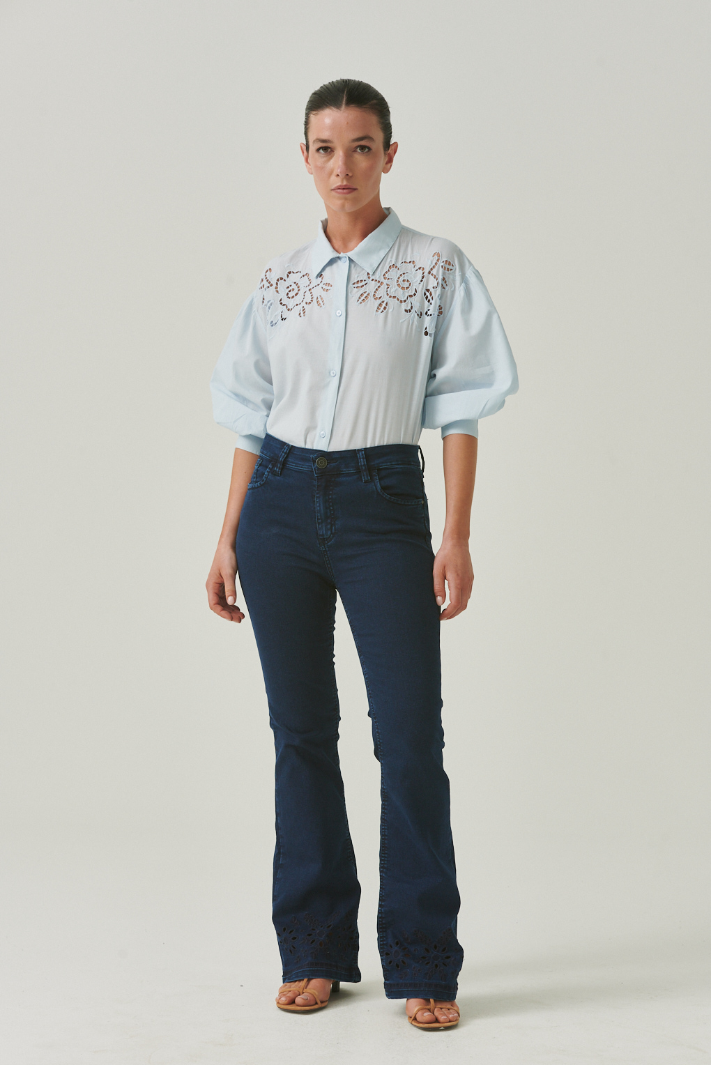 camisa algodó calada