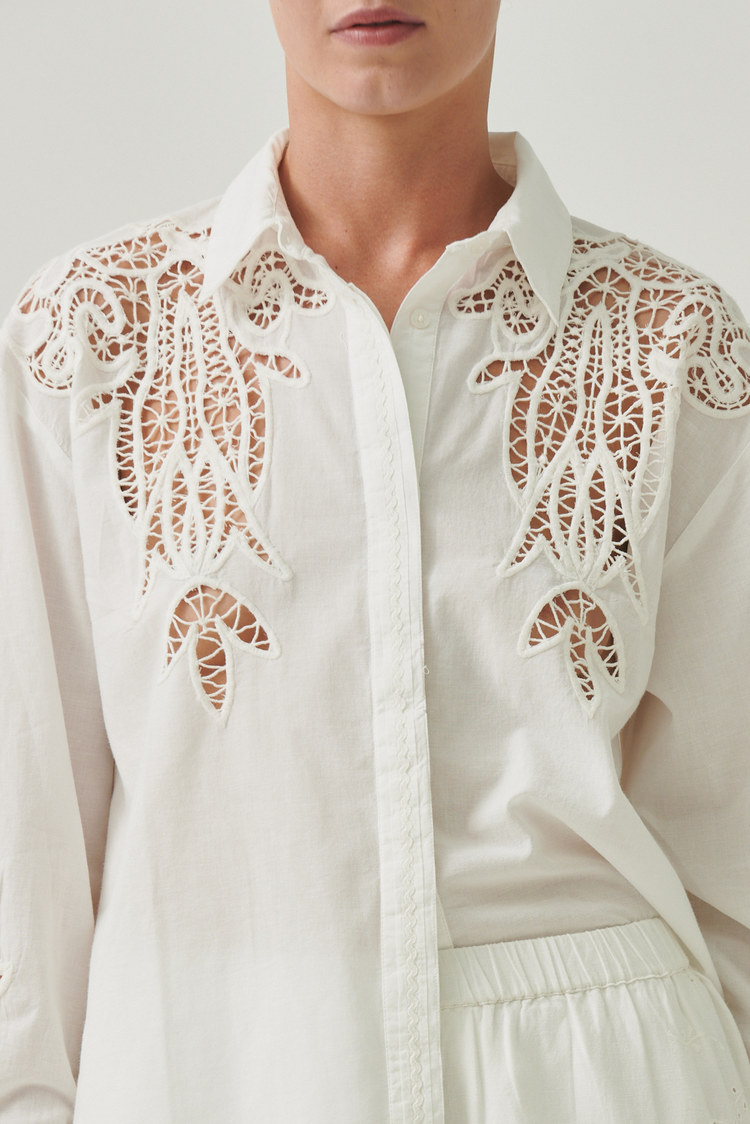 camisa algodón bordada