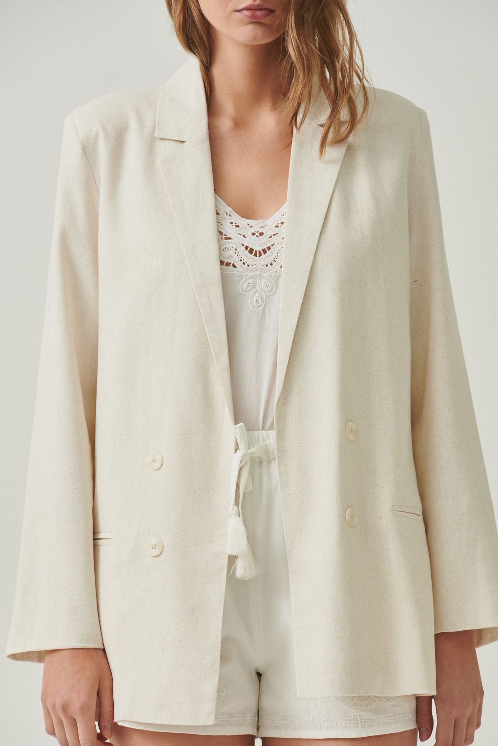 blazer de lino forrado