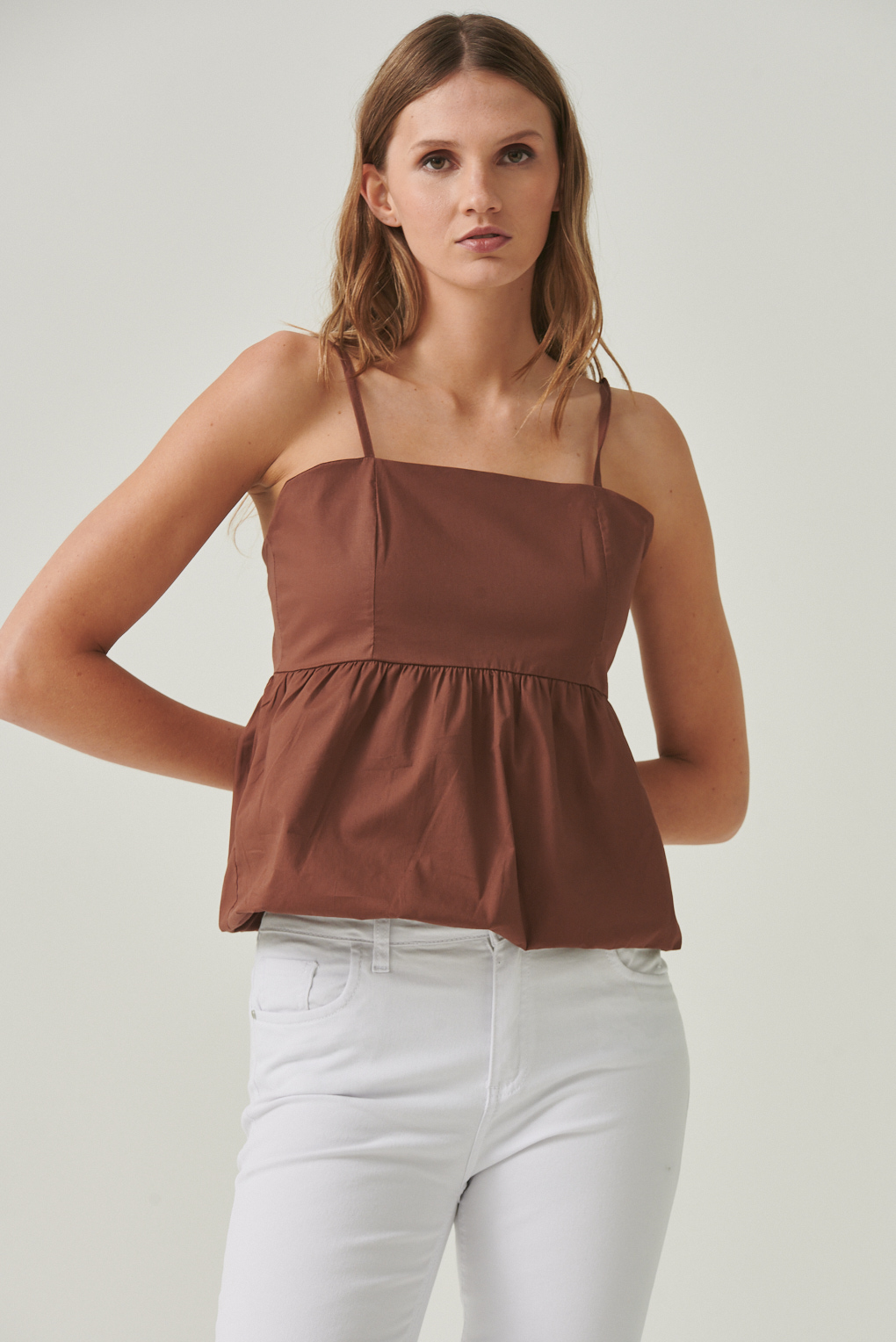 top efecto globo poplin