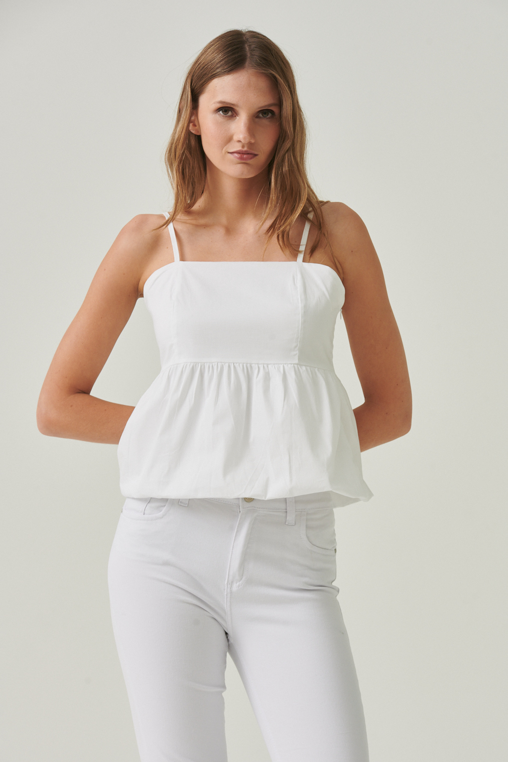 top efecto globo poplin