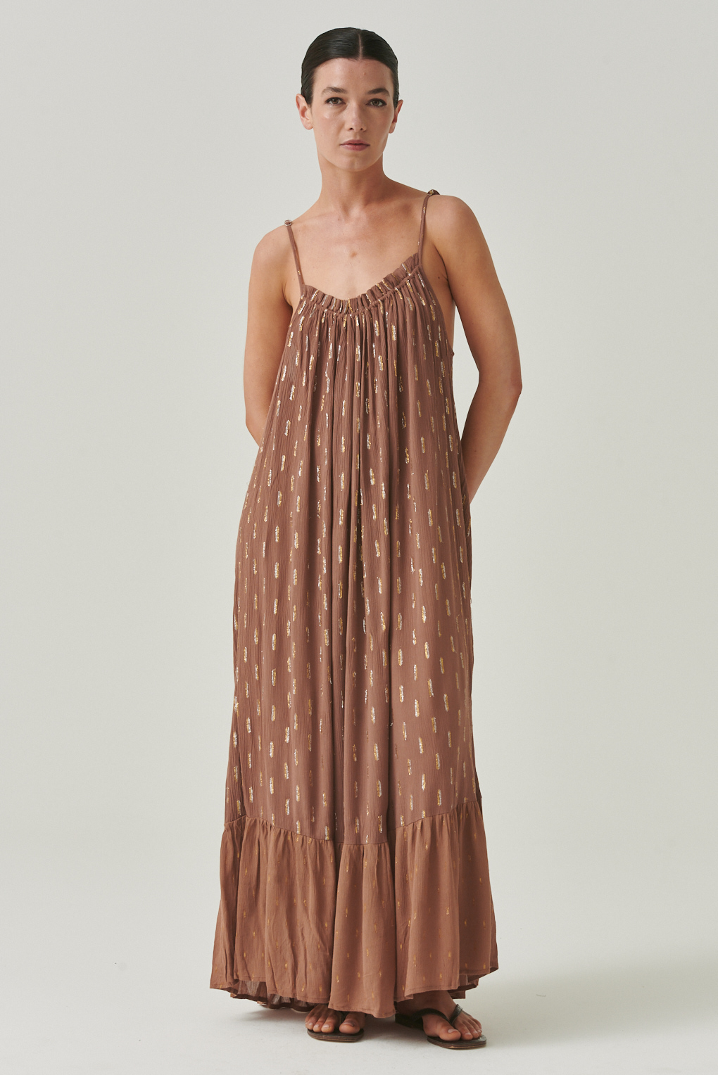 vestido largo con lurex